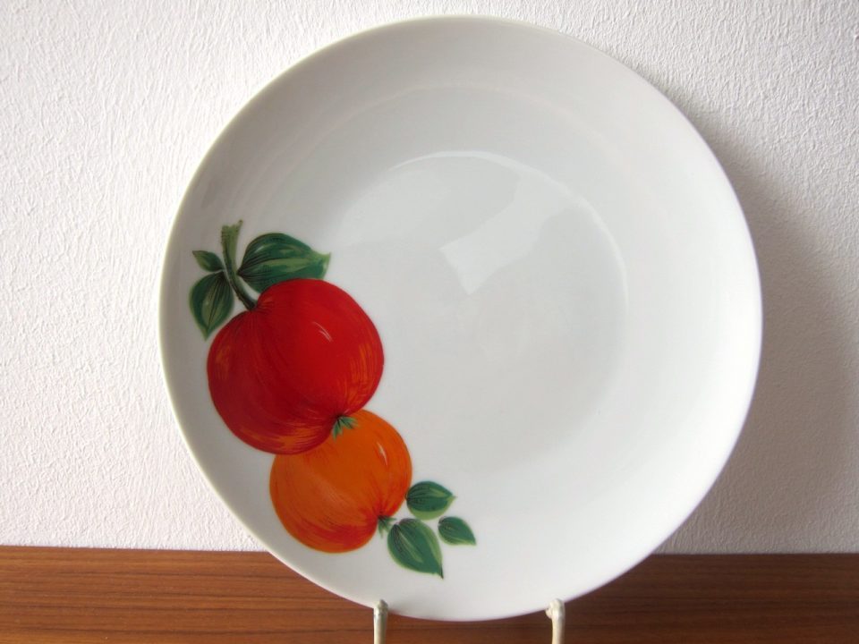 -りんごとオレンジがオシャレなヴィンテージケーキ皿4枚セット.jpg