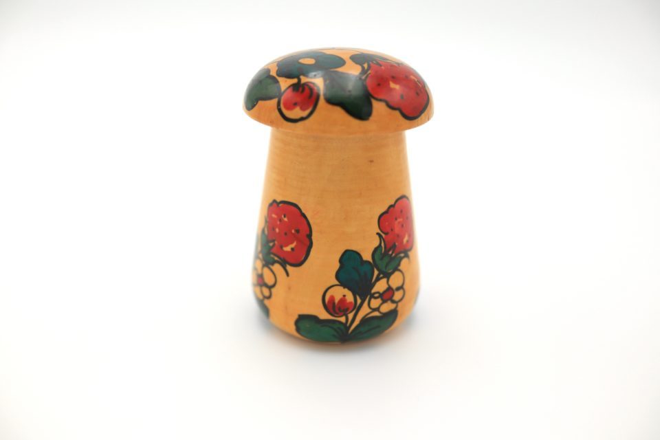 ロシアの伝統工芸 キノコの形をしたヴィンテージ木製小物入れ
