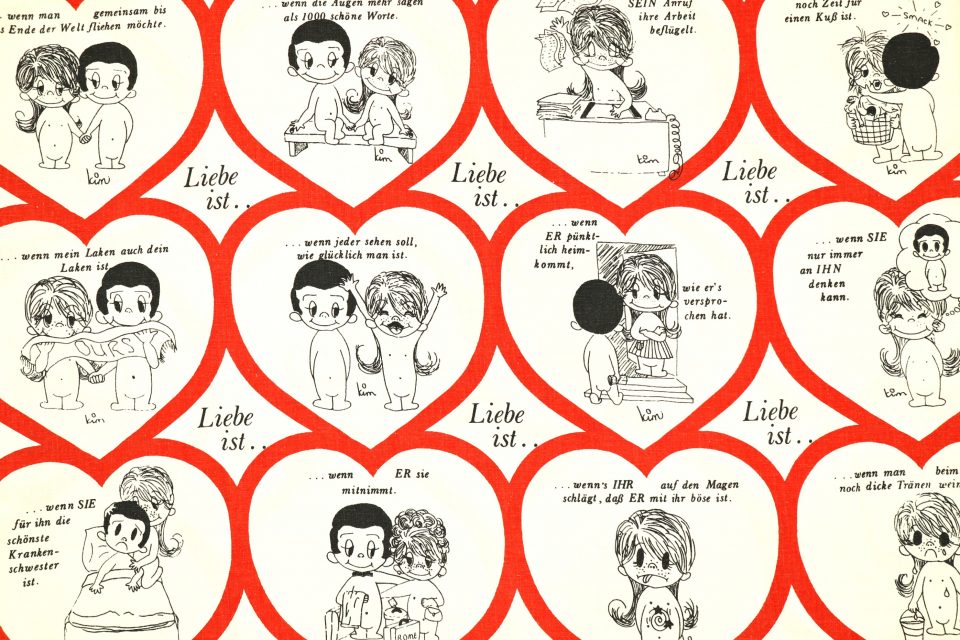 70年代の人気コミック Liebe ist.. レトロファブリック 幅120cm