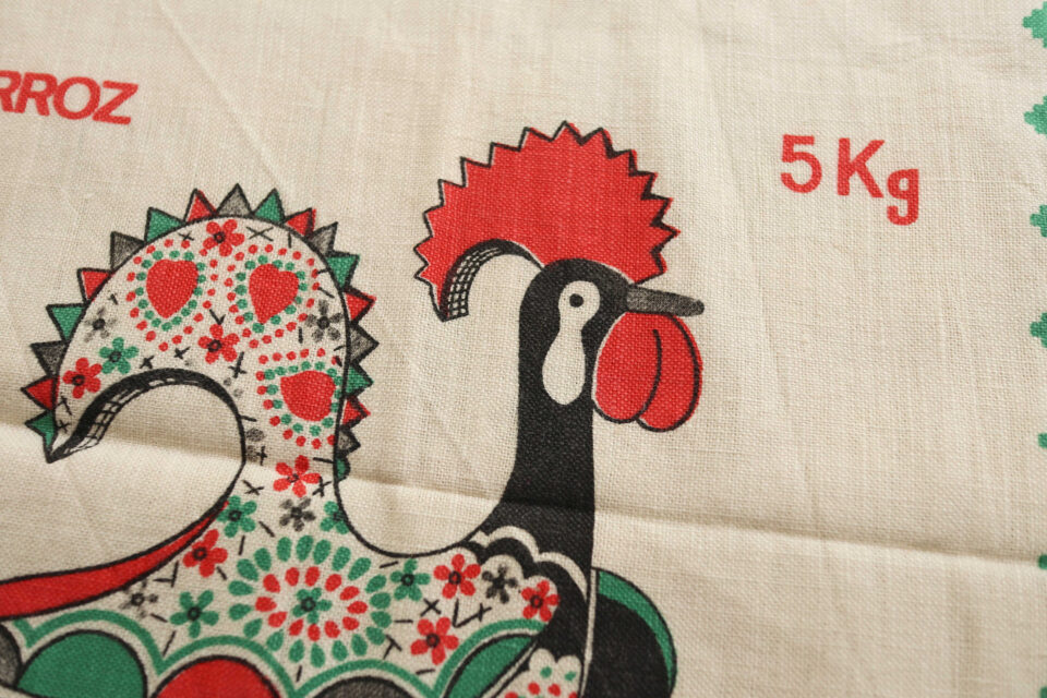 ヴィンテージ布雑貨 ポルトガルの米袋50年代 緑 - 画像 (5)