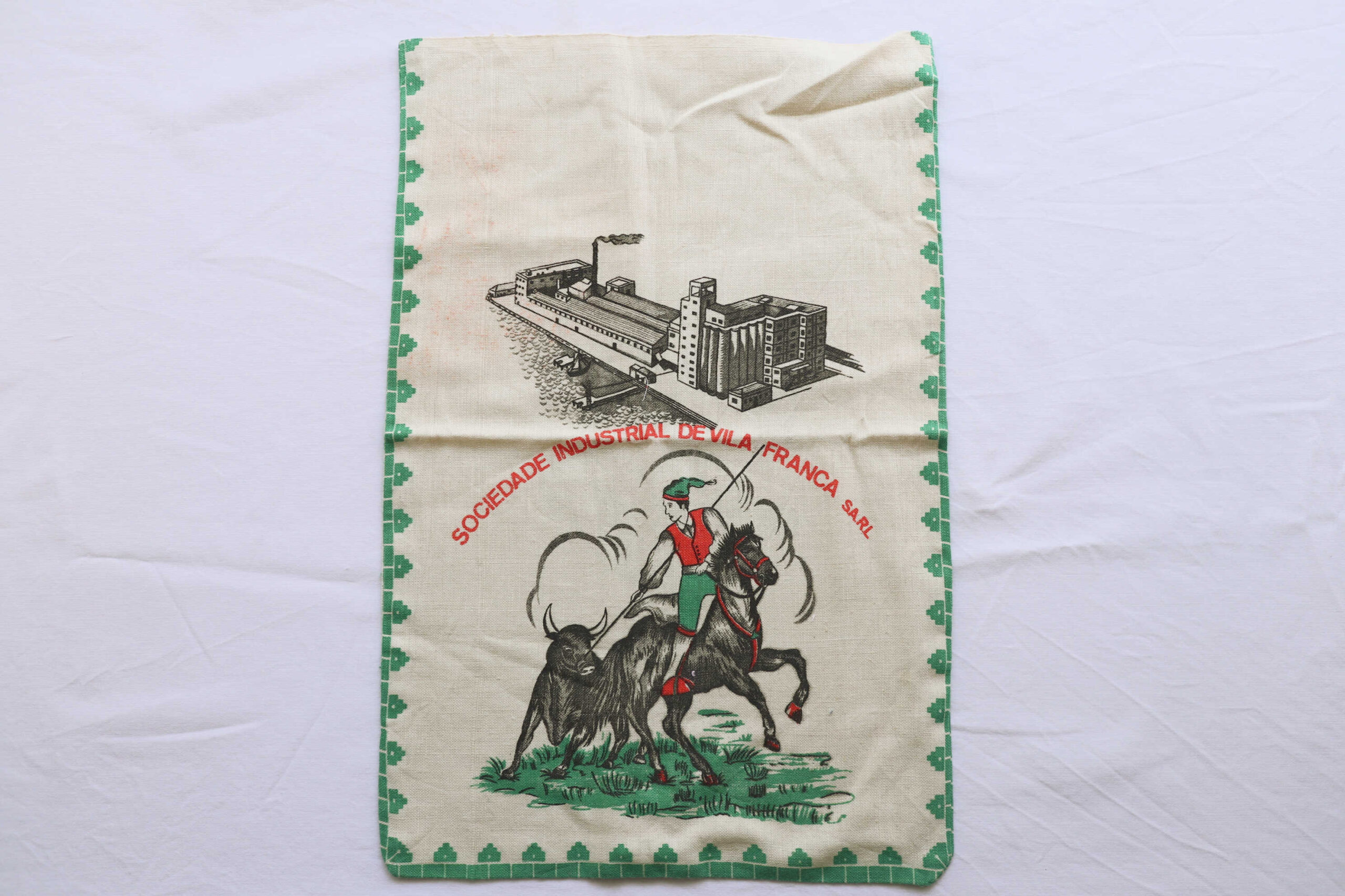 ヴィンテージ布雑貨 ポルトガルの米袋50年代 緑