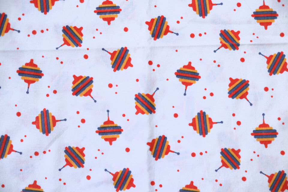 旧東ドイツVintage コマ柄レトロファブリック 85cm - 画像 (2)