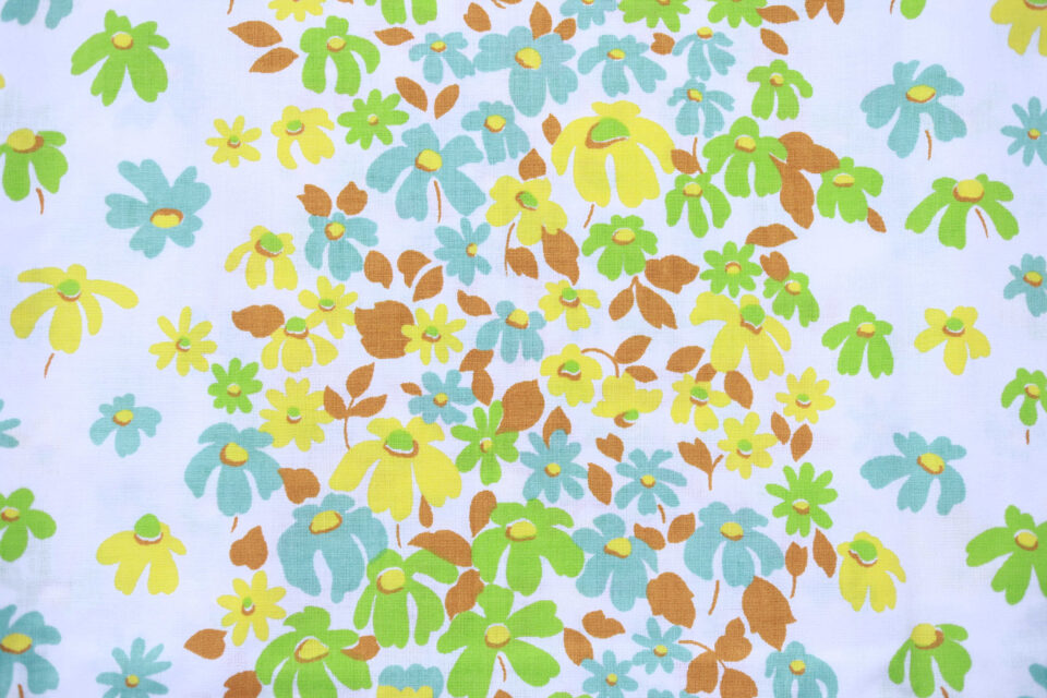 デッドストック未使用 しだれ花模様柄レトロ生地 幅122cm - 画像 (2)