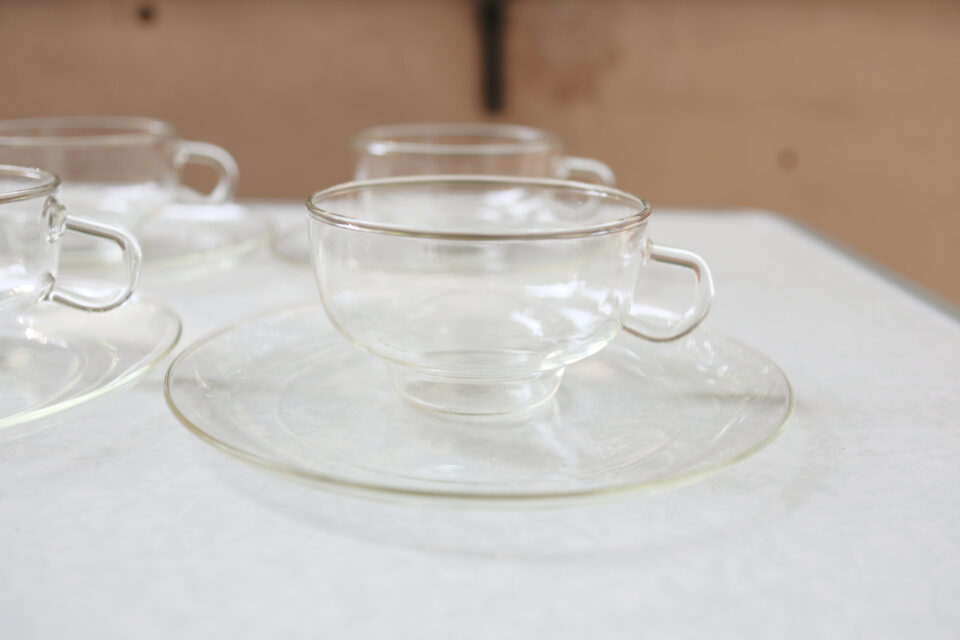 ヴィンテージJenaer Glas 耐熱カップとプレートのセット - 画像 (2)