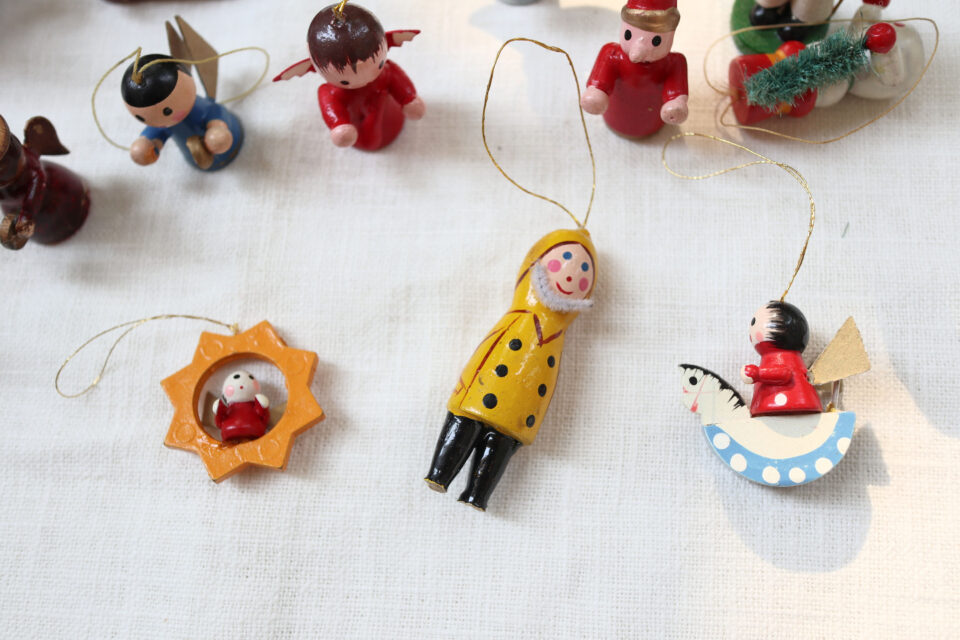 木製のレトロなクリスマスオーナメント 14点セット - 画像 (6)