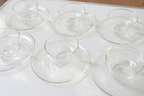 ヴィンテージJenaer Glas 耐熱カップとプレートのセット