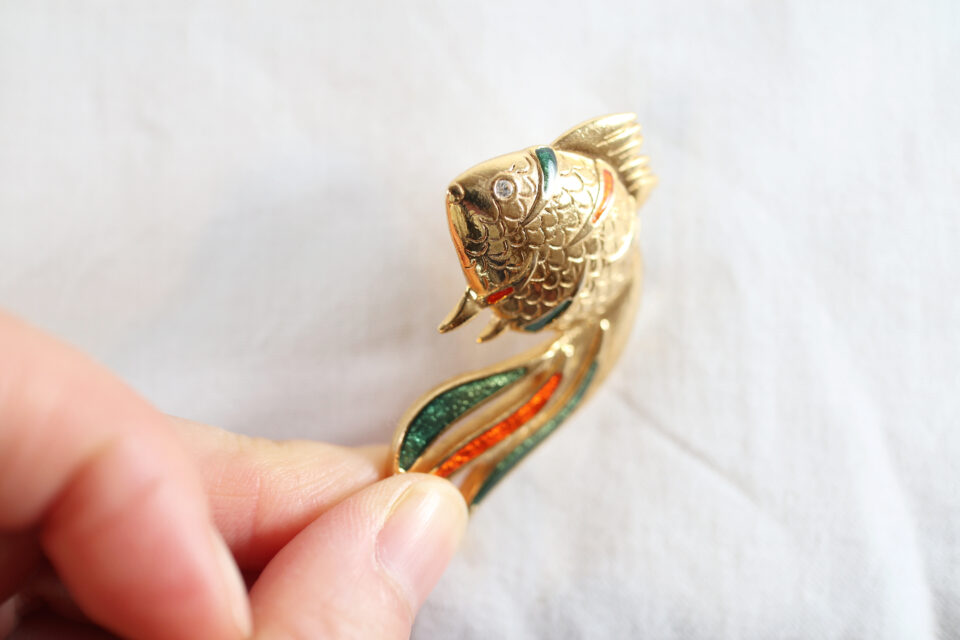 50-60sRETRO 金魚の形をしたヴィンテージブローチ - 画像 (4)