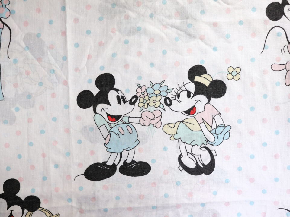 仏製 ディズニーミッキーミニー柄ヴィンテージファブリック 幅80cm - 画像 (5)
