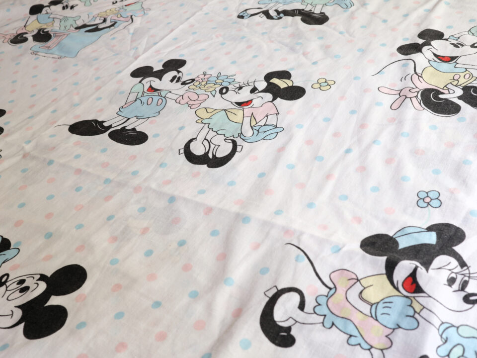 仏製 ディズニーミッキーミニー柄ヴィンテージファブリック 幅80cm - 画像 (4)