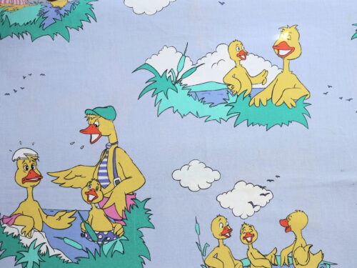 アヒル親子のイラスト生地 ヴィンテージファブリック 幅75cm