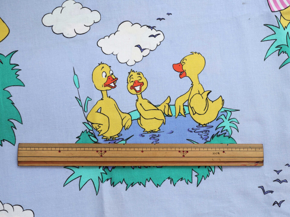 アヒル親子のイラスト生地 ヴィンテージファブリック 幅75cm - 画像 (4)