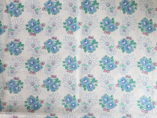 70年代 ブルーフラワー柄 ヴィンテージファブリック 未使用 幅125cm