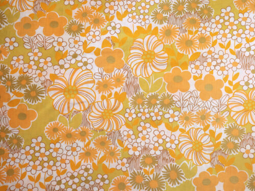 フランスヴィンテージ フラワープリント生地 オレンジ×イエロー 幅110cm