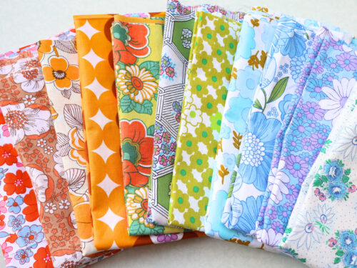 【7セット限定】閉店まとめセット ヴィンテージ布9枚＋ガラスボタン15〜20個